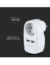V-TAC Щепсел Адаптер Шуко С 2ХUSB 5V 2.1A Бял - 5