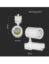 V-TAC 35W LED Прожектор Релсов Монтаж Бяло Тяло 4000K - 5