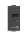 09292.AC.CM A+C-USB захранване 5V 2,4A 1M карбон мат VIMAR NEVE UP