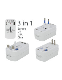 V-TAC 8704 УНИВЕРСАЛЕН ЕДИНИЧЕН АДАПТЕР С 2 USB ПОРТА, ДВОЕН БЛИСТЕР БЯЛ ЦВЯТ - 8704 - Цена | LEDs4economy