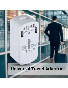 V-TAC 8704 УНИВЕРСАЛЕН ЕДИНИЧЕН АДАПТЕР С 2 USB ПОРТА, ДВОЕН БЛИСТЕР БЯЛ ЦВЯТ - 8704 - Цена | LEDs4economy 2