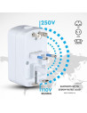 V-TAC 8704 УНИВЕРСАЛЕН ЕДИНИЧЕН АДАПТЕР С 2 USB ПОРТА, ДВОЕН БЛИСТЕР БЯЛ ЦВЯТ - 8704 - 4