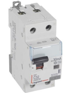 Legrand ДТЗ комбинирана DX3 1P+N 32A крива C 30mA тип A 10kA 2 мод. - 411064 - Цена | LEDs4economy