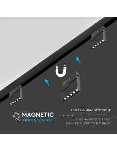 V-TAC 5x2W Магнитен Линеен Спот 4000K Черен 24V - 7963 - Цена | LEDs4economy 2
