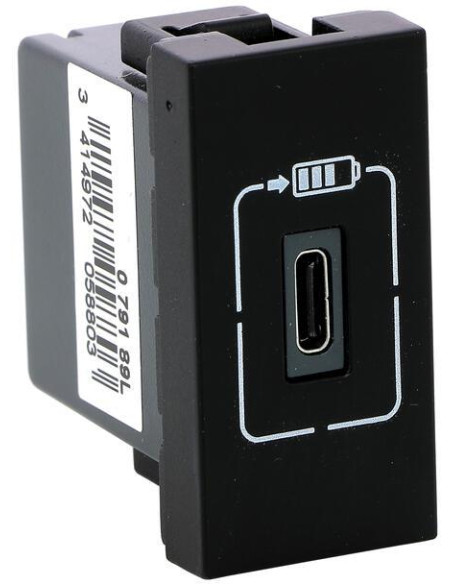 Розетка USB за зареждане тип C 1.5A 7.5W 1 мод. цвят Черен Mosaic Legrand