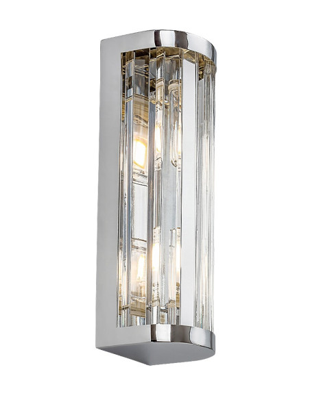 Sybil, indoor wall lamp, chrome metal lamp with transparent glass shade, G9 2xMAX28W, H25,5cm, L8cm, without bulb, IP44