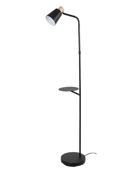 Azim2, indoor floor lamp, black metal lamp with white metal shade, E27 1xMAX40W, L38cm, H150cm, shade diameter: 16cm, base di