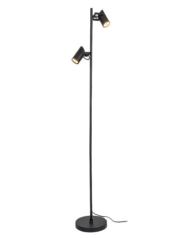 Maximilian, вътрешна матова черна метална подова лампа, GU10 2xMAX10W, абажур: D5,5cm, лампа: L28cm, H155cm, диаметър на осно