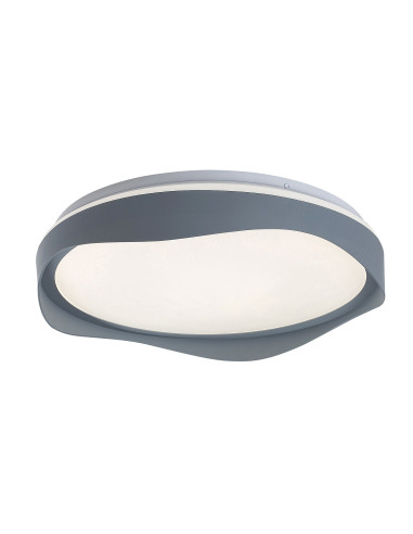 Israh, indoor ceiling lamp, grey metal lamp with white plastic shade, 24W, with shade: 1250lm, without shade: 2400lm, 4000K, 