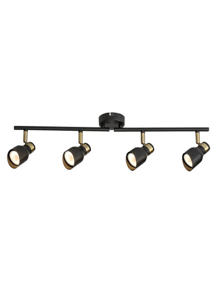 Lilou, indoor matte black + gold metal ceiling lamp, GU10 4xMAX25W, shade: D5,5cm, lamp: L70cm, H18cm, installation diameter: