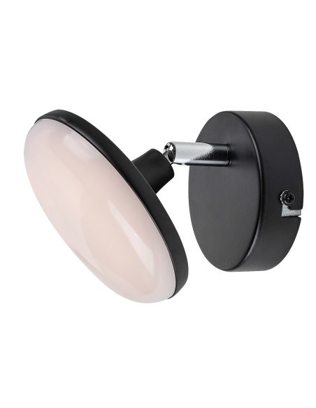 Madi, вътрешен плафон, матова черна метална лампа с бял пластмасов абажур, 4W, с абажур: 370lm, без абажур: 500lm, 3000K, D12