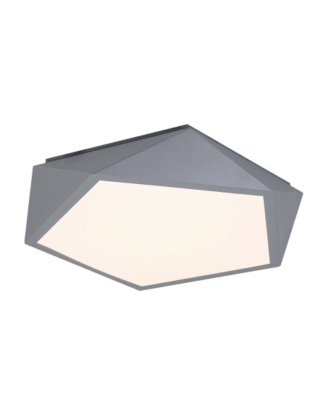 Raffa, indoor ceiling lamp, grey metal lamp with white plastic shade, 30W, with shade: 1000lm, without shade: 1800lm, 3000K, 