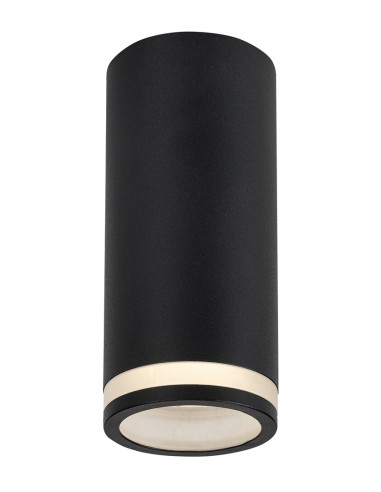 Senobia, вътрешен плафон, черна алуминиева лампа с бял акрилен абажур, GU10 1xMAX35W, H12cm, D5,5cm, без крушка, IP20
