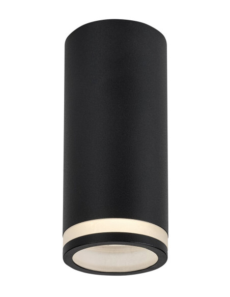 Senobia, вътрешен плафон, черна алуминиева лампа с бял акрилен абажур, GU10 1xMAX35W, H12cm, D5,5cm, без крушка, IP20