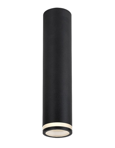 Senobia, вътрешен плафон, черна алуминиева лампа с бял акрил, GU10 1xMAX35W, H24cm, D5,5cm, без крушка, IP20