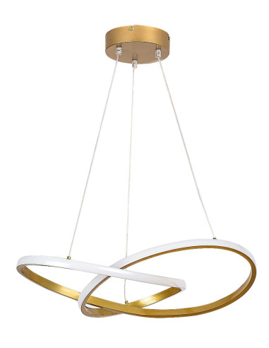 Castiel, indoor pendant lamp, gold metal lamp with white silicon shade, 36W, with shade: 2380lm, without shade: 2800lm, 3000K