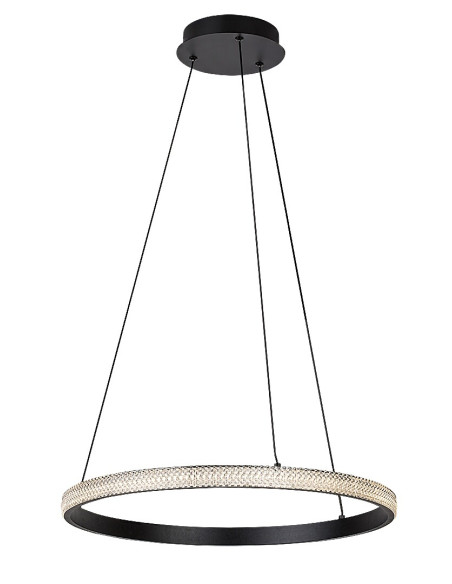 Grete, indoor pendant lamp, one round shade, black metal lamp with white acryl shade, 32W, with shade: 2150lm, without shade: