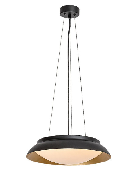 Hafsa, indoor pendant lamp, black/gold metal lamp with white plastic shade, 24W, with shade: 1250lm, without shade: 1500lm, 3