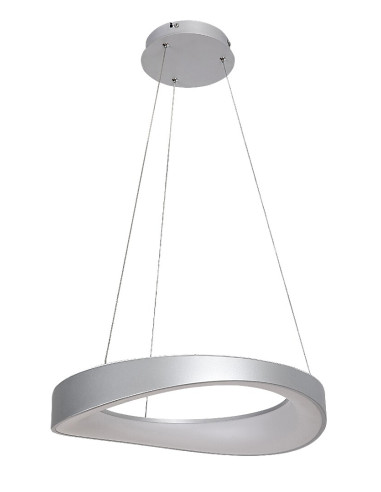 Iliana, indoor pendant lamp, silver metal lamp with white acryl shade, 56W, with shade: 3380lm, without shade: 6650lm, 3000K,