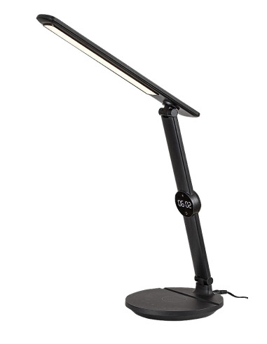 Isak, indoor table lamp, black plastic lamp with white plastic shade, 9W, with shade: 570lm, without shade: 1000lm, 3000,4000