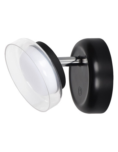 Javi, indoor wall lamp, black metal lamp with white plastic shade, 2W, with shade: 150lm, without shade: 215lm, 3000K, D10cm,