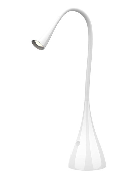Jeff2, indoor table lamp, white plastic lamp with white metal shade, 4W, with shade: 270lm, without shade: 290lm, 3000K, beam