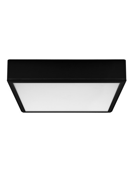 Lauri, indoor square surface mounted lamp, black plastic lamp with white plastic shade, 22W, with shade: 2100lm, without shad