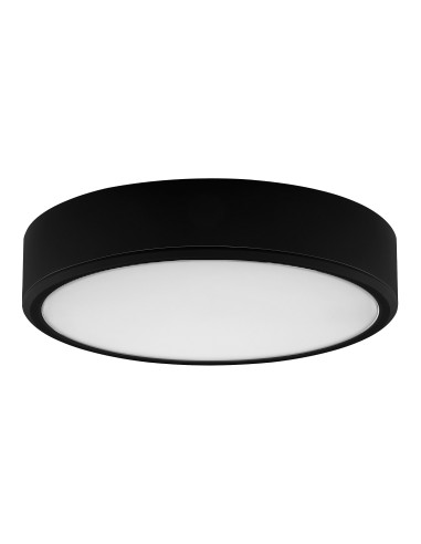 Lauri, indoor round surface mounted lamp, black plastic lamp with white plastic shade, 22W, with shade: 2100lm, without shade