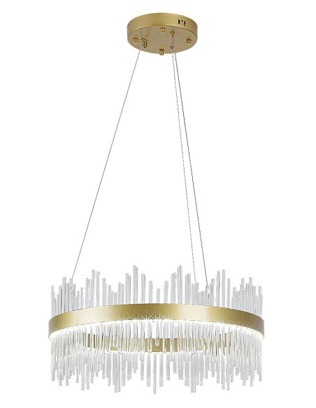 Mabel, indoor pendant lamp, gold metal lamp with transparent glass shade, 36W, with shade: 2480lm, without shade: 2700lm, 300