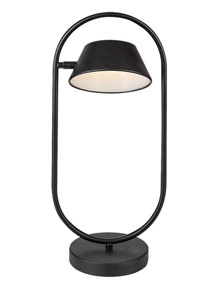 Odiss, вътрешна настолна лампа, черна метална лампа с бял пластмасов абажур, 6W, с абажур: 390lm, без абажур: 470lm, 3000K, а