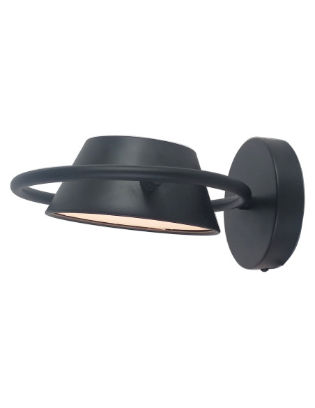 Odiss, вътрешен аплик, черна метална лампа с бял пластмасов абажур, 6W, с абажур: 400lm, без абажур: 480lm, 3000K, абажур: D1