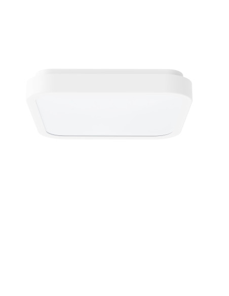Samira, indoor square white plastic ceiling lamp, 18W, with shade: 1430lm, without shade: 1800lm, 4000K, 25x25cm, H6cm, backl