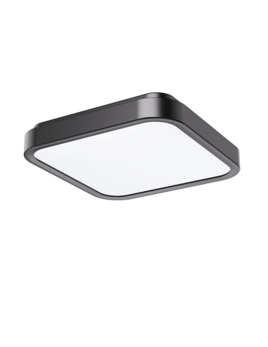 Samira, indoor square ceiling lamp, black plastic lamp with white plastic shade, 18W, with shade: 1400lm, without shade: 1800