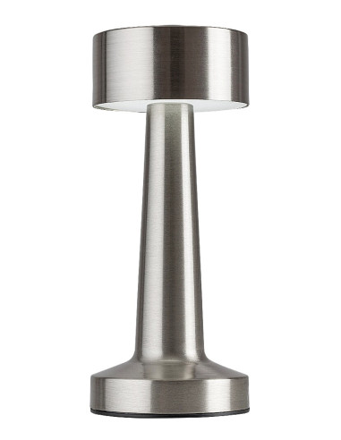 Senan, indoor table lamp, silver metal lamp with white plastic shade, 2,7W, with shade: 40lm, without shade: 60lm, 3000,6000,