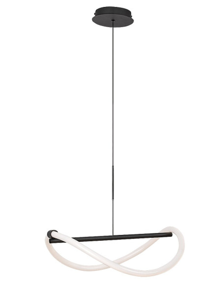 Serena, indoor pendant lamp, black metal lamp with white acryl shade, 15W, with shade: 1640lm, without shade: 1920lm, 4000K, 