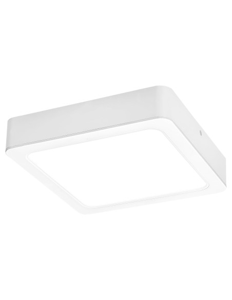 Shaun2, indoor square white plastic surface mounted lamp, 7W, with shade: 660lm, without shade: 730lm, 4000K, 12x12cm, H3,3cm
