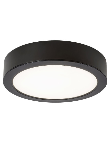 Shaun2, indoor round surface mounted lamp, black plastic lamp with white plastic shade, 7W, with shade: 630lm, without shade:
