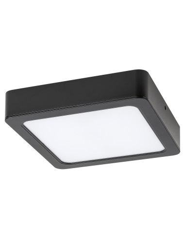 Shaun2, indoor square surface mounted lamp, black plastic lamp with white plastic shade, 15W, with shade: 1560lm, without sha
