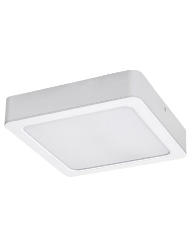 Shaun2, indoor square white plastic surface mounted lamp, 24W, with shade: 2420lm, without shade: 2660lm, 3000K, 22x22cm, H3,