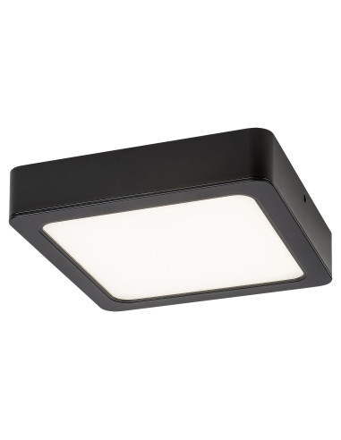 Shaun2, indoor square surface mounted lamp, black plastic lamp with white plastic shade, 15W, with shade: 1450lm, without sha
