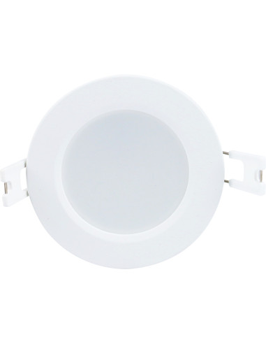 Shaun2, indoor round white plastic recessed lamp, 3W, with shade: 210lm, without shade: 330lm, 3000K, D9cm, H2,8cm (distance 