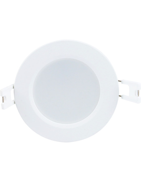 Shaun2, indoor round white plastic recessed lamp, 3W, with shade: 210lm, without shade: 330lm, 3000K, D9cm, H2,8cm (distance 