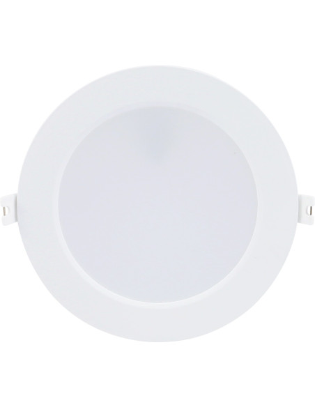 Shaun2, indoor round white plastic recessed lamp, 12W, with shade: 830lm, without shade: 1200lm, 3000K, D17cm, H2,8cm (distan