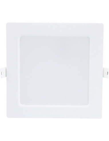 Shaun2, indoor square white plastic recessed lamp, 12W, with shade: 830lm, without shade: 1200lm, 3000K, 17x17cm, H2,8cm (dis