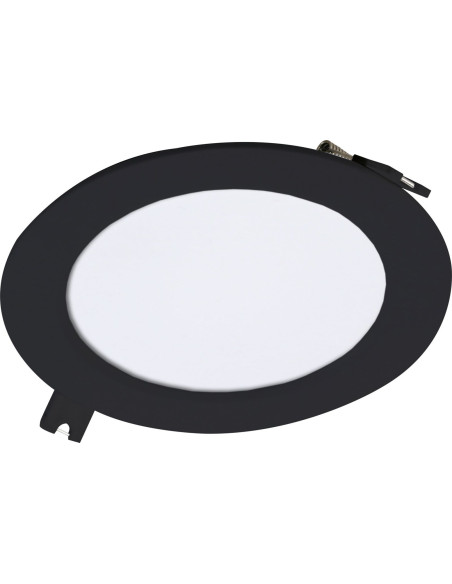 Shaun2, indoor round recessed lamp, black plastic lamp with white plastic shade, 6W, with shade: 450lm, without shade: 660lm,