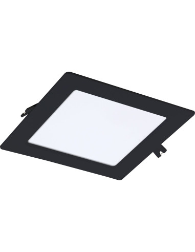 Shaun2, indoor square recessed lamp, black plastic lamp with white plastic shade, 12W, with shade: 800lm, without shade: 1200