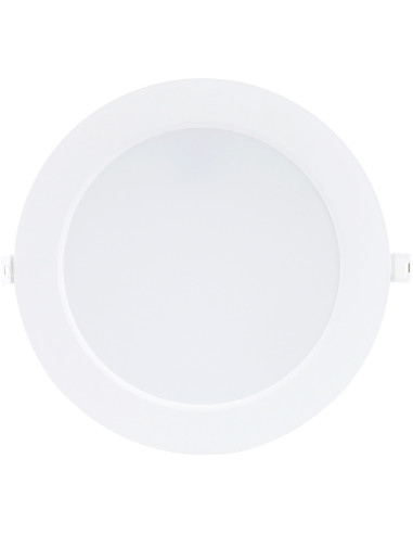 Shaun2, indoor round white plastic recessed lamp, 18W, with shade: 1360lm, without shade: 1800lm, 4000K, D22cm, H2,8cm (dista