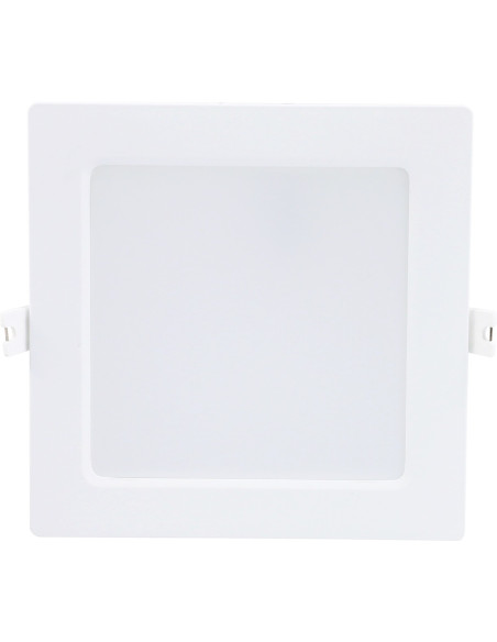 Shaun2, indoor square white plastic recessed lamp, 12W, with shade: 820lm, without shade: 1200lm, 4000K, 17x17cm, H2,8cm (dis