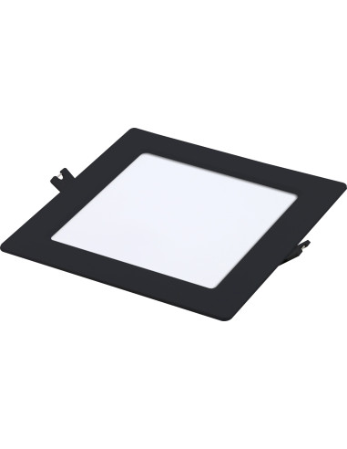 Shaun2, indoor square recessed lamp, black plastic lamp with white plastic shade, 12W, with shade: 810lm, without shade: 1200