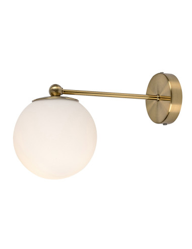 RABALUX Kiara, indoor wall lamp, gold metal lamp with white glass